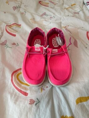 Hey Dude Kids Hot Pink Canvas Slip-On Sneakers